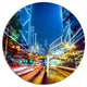 Hong Kong City Night Scene, Cityscape Art Disc Metal Wall Art, 38"
