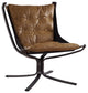 ACME Carney Button Tufted Top Grain Leather Upholstery Accent Chair in Coffee
