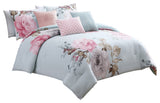 Benzara BM225194 Queen Size 7 Piece Fabric Comforter Set , Multicolor