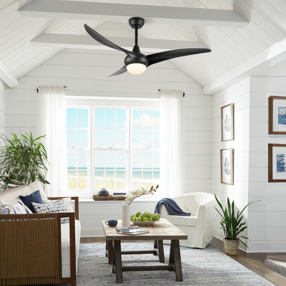 Aviator 52" 1-Light App 6-Speed Retro Swirl LED Ceiling Fan, Black