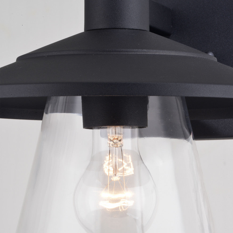 Westport Steel 1 Light Black Coastal Outdoor Wall Lantern Clear Glass