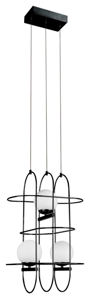 Lyra 16" ETL Certified Integrated LED Wire Frame Chandelier Fixture, Black