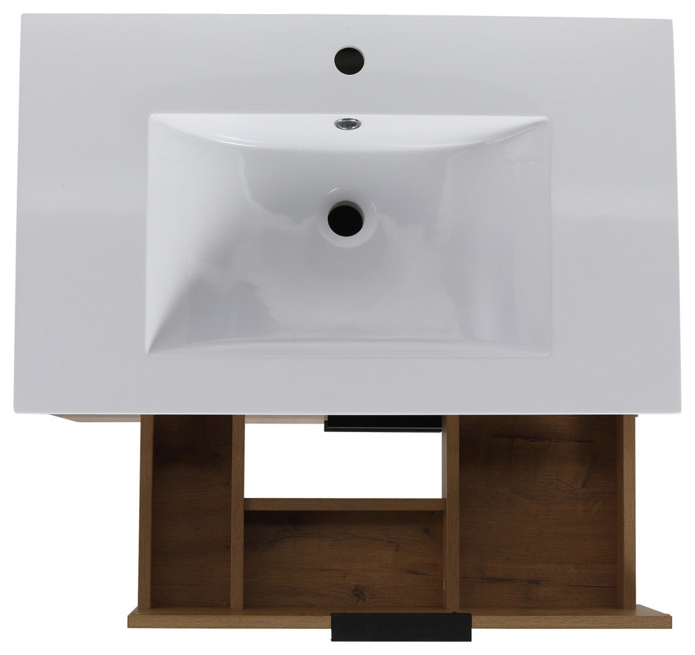 30 Inch Plywood Wall-Mounted Bathroom Vanity With Drawer and Adjustable Shelf