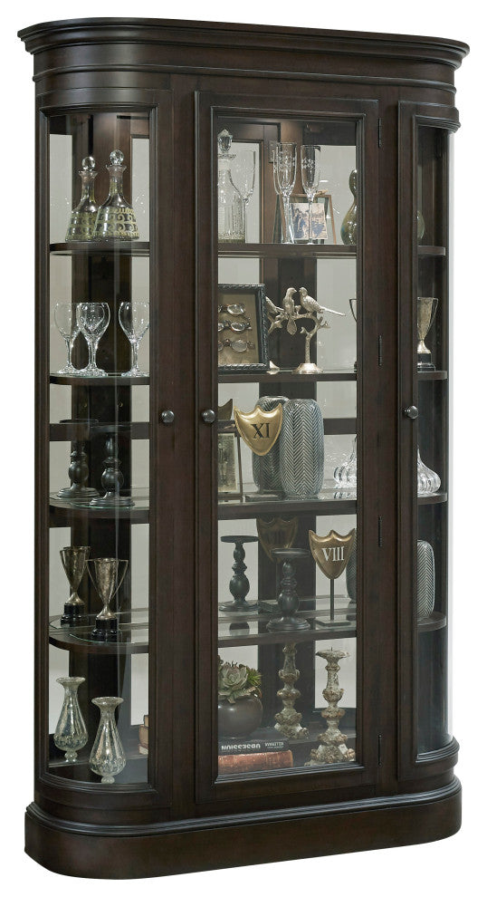 Curved End Display Curio Cabinet With Door, Espresso by Pulaski Furniture
