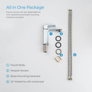 KIBI Mirage Single Handle Bathroom Faucet, Chrome, with Drain