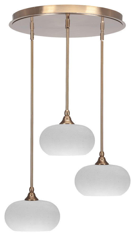 Empire 3-Light Cluster Pendalier, New Age Brass/White Muslin
