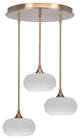 Empire 3-Light Cluster Pendalier, New Age Brass/White Muslin