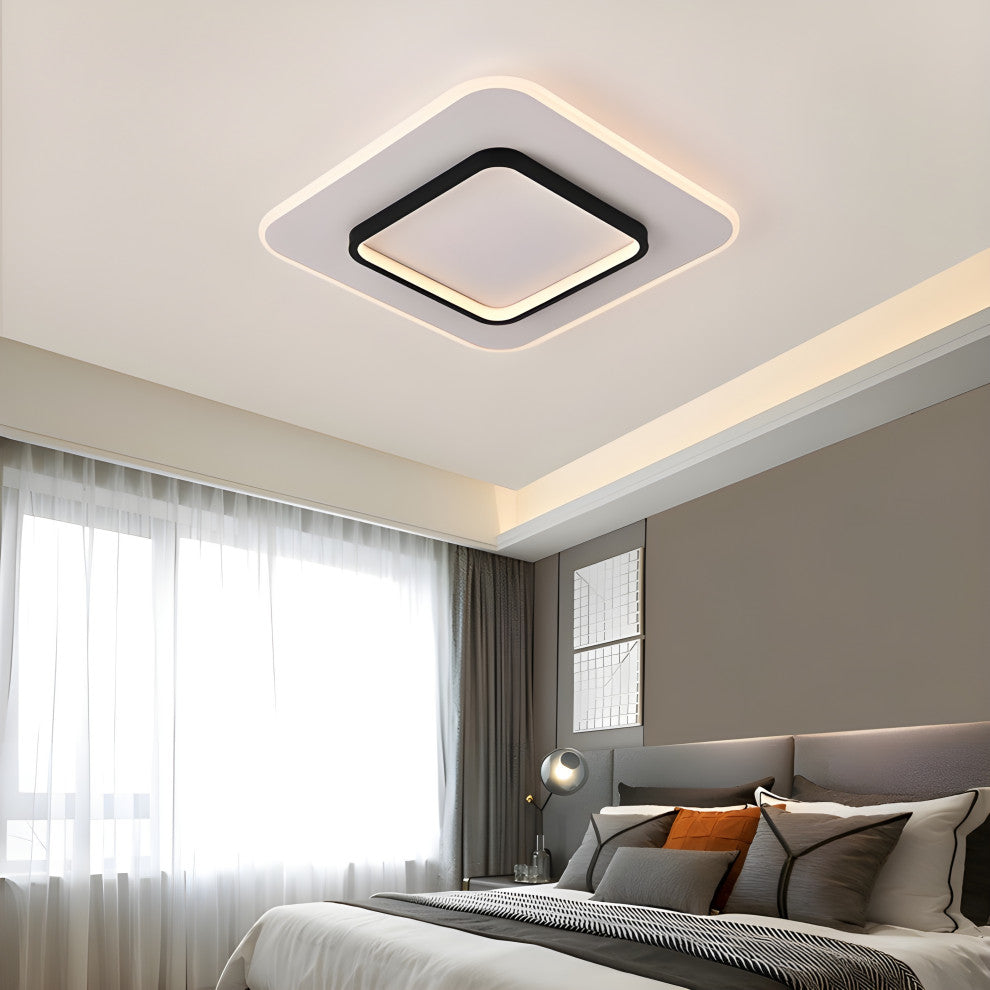 Enghien | Square LED Ceiling Light, Black, Dia9.4xh3.1"