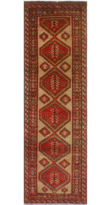 Fine Vintage Distressed Lucian Brown/Red Runner, 3'0x10'0