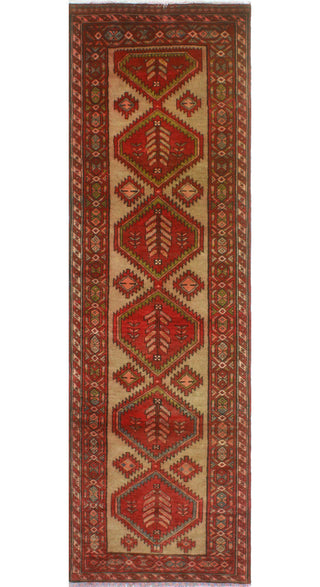 Fine Vintage Distressed Lucian Brown/Red Runner, 3'0x10'0