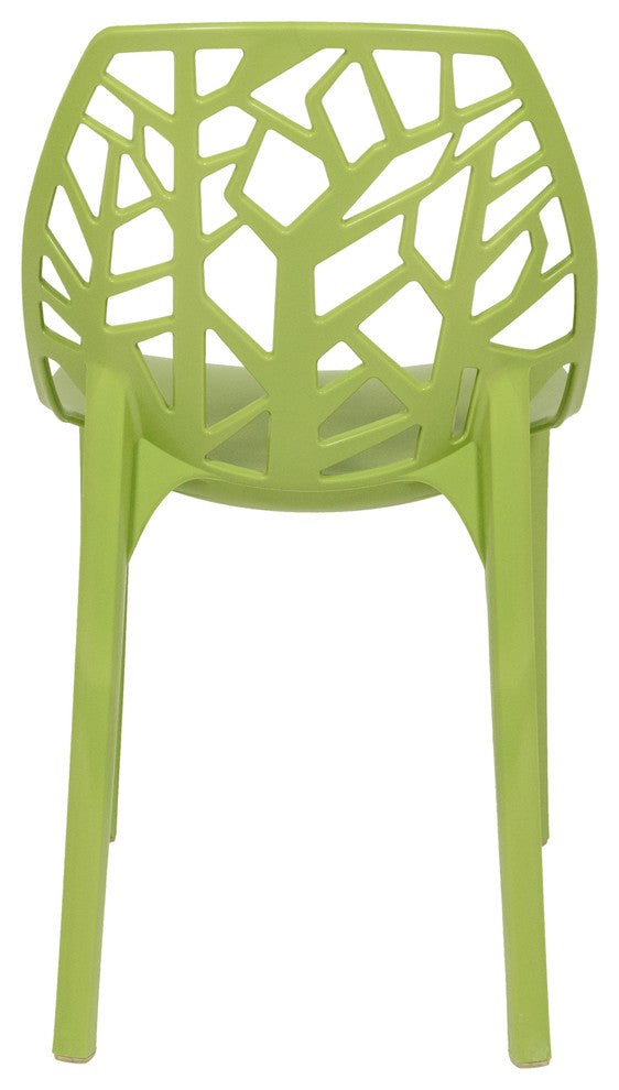 Leisuremod Cornelia Hollow Back Dining Side Chair, Set of 4, Green