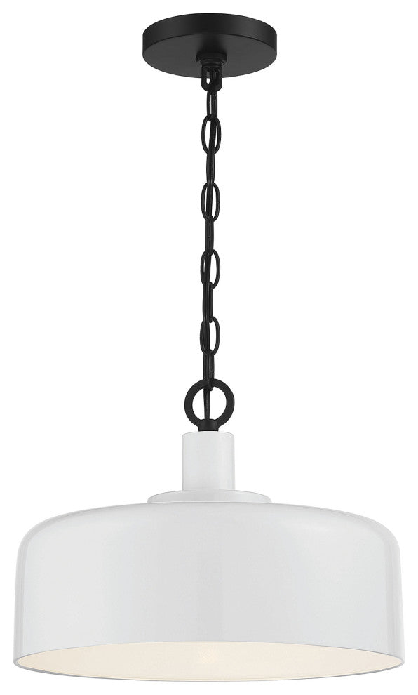 1-Light Pendant, Weathered Gray With Black, White With Black