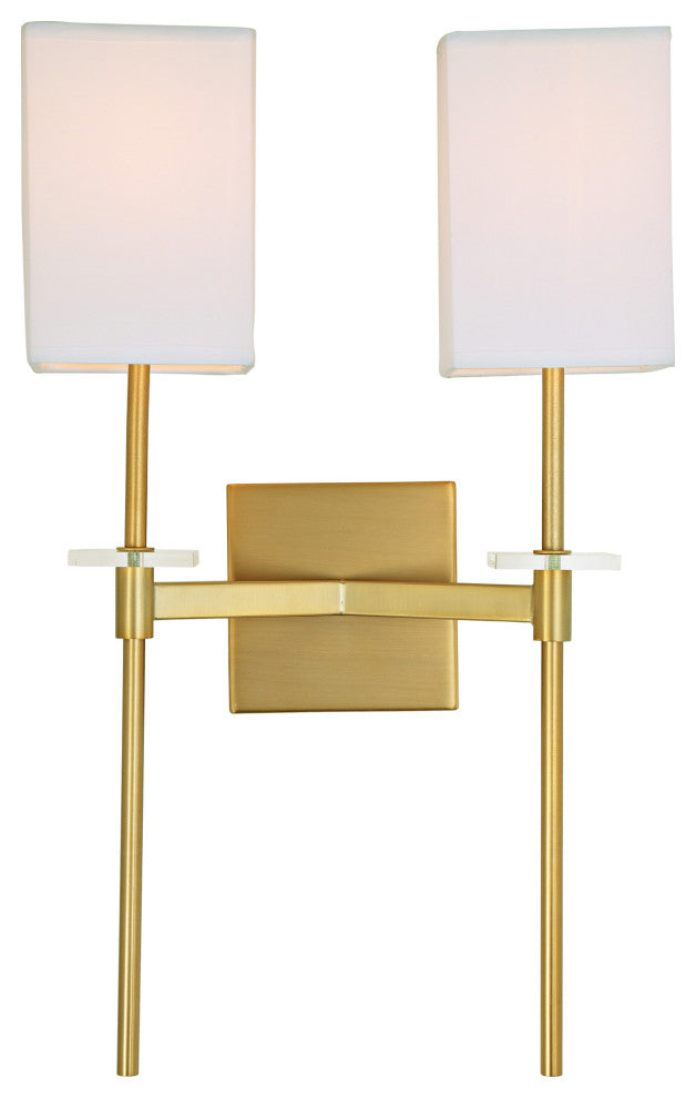 Marcus 2 Light Wall Scone, Satin Brass