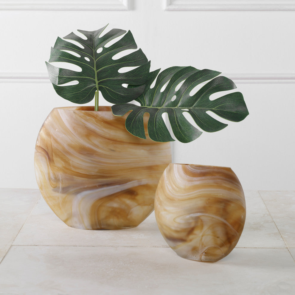 Uttermost 18070 Fusion Swirled Caramel/Ivory Vases, 2-Piece Set