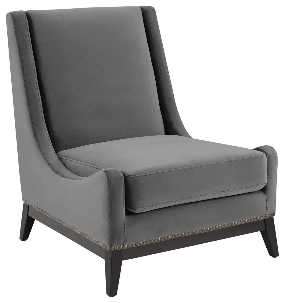 Confident Accent Upholstered Performance Velvet Lounge Chair Gray