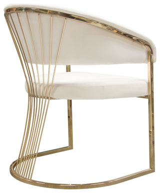 Solstice Dining Chair, Cream Velvet With Polished Gold Metal Frame