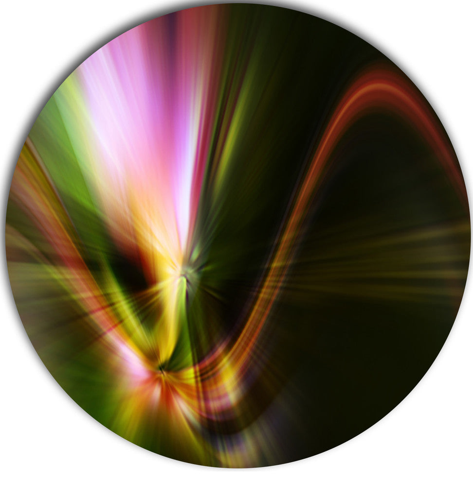 Rays Of Speed Green, Abstract Digital Art Large Disc Metal Artwork, 11"