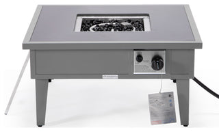 Leisuremod Walbrooke Patio Square Fire Pit Table With Aluminum Frame, Gray
