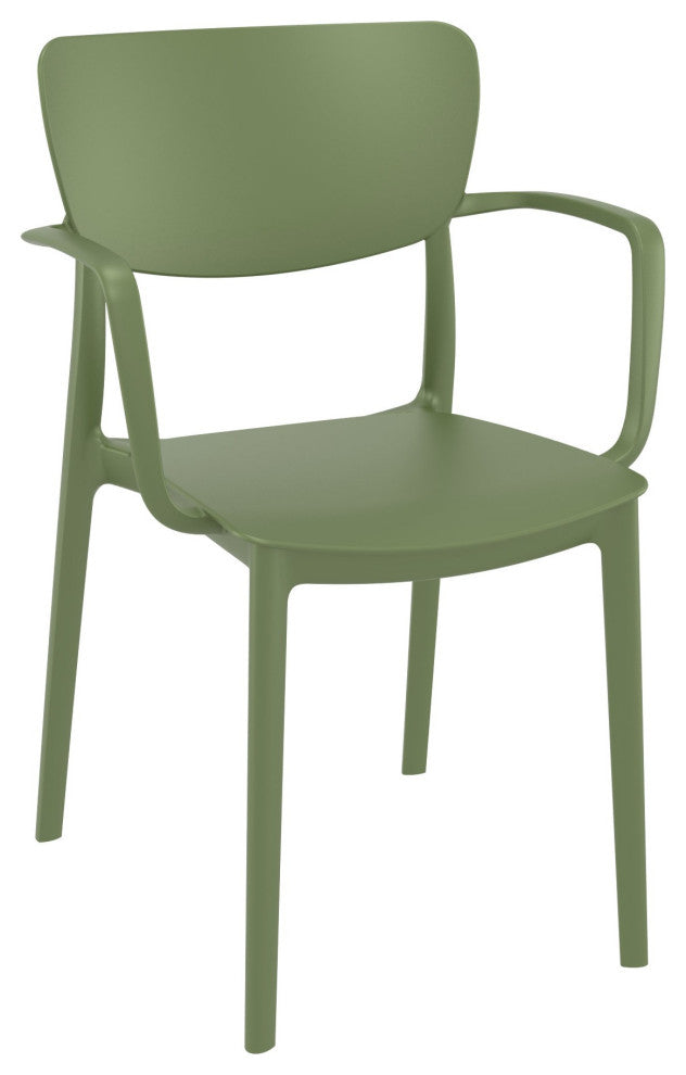 Lisa Outdoor Dining Arm Chair, Set of 2, Olive Green