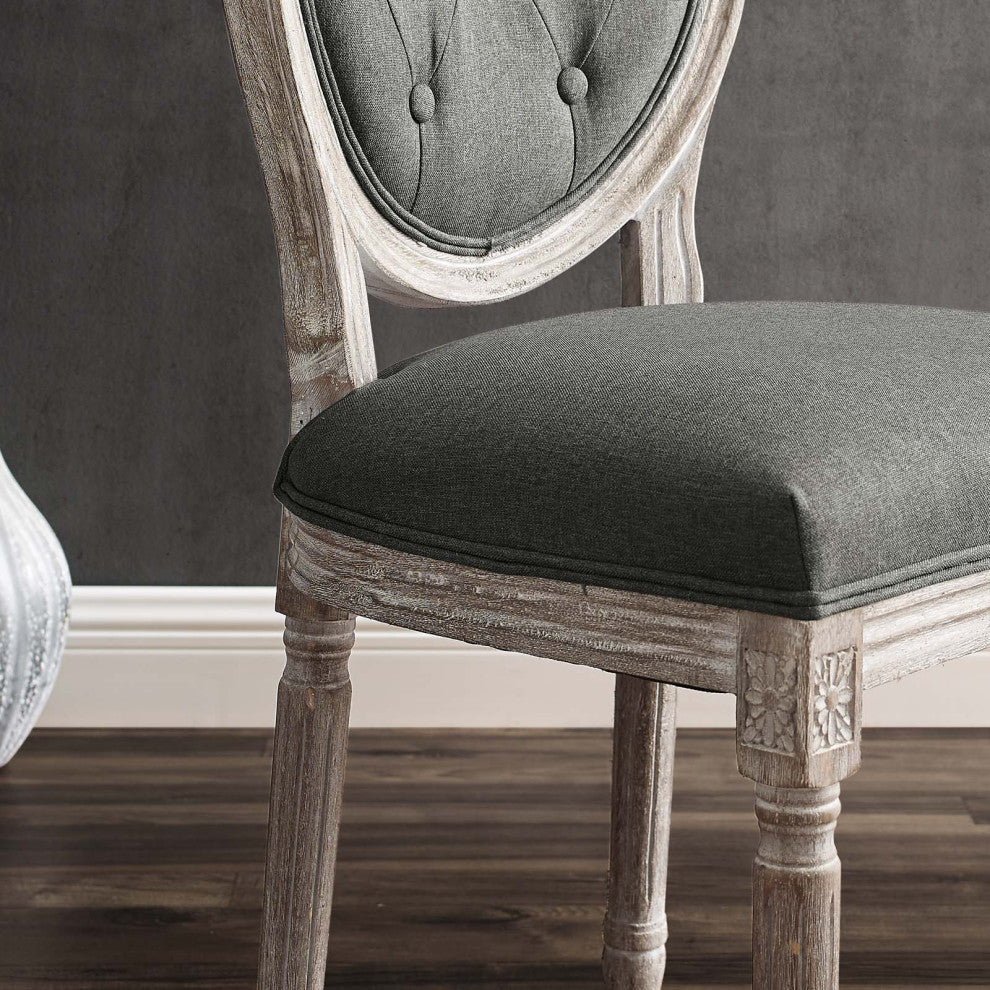 Arise Vintage French Upholstered Fabric Dining Side Chair Natural Gray