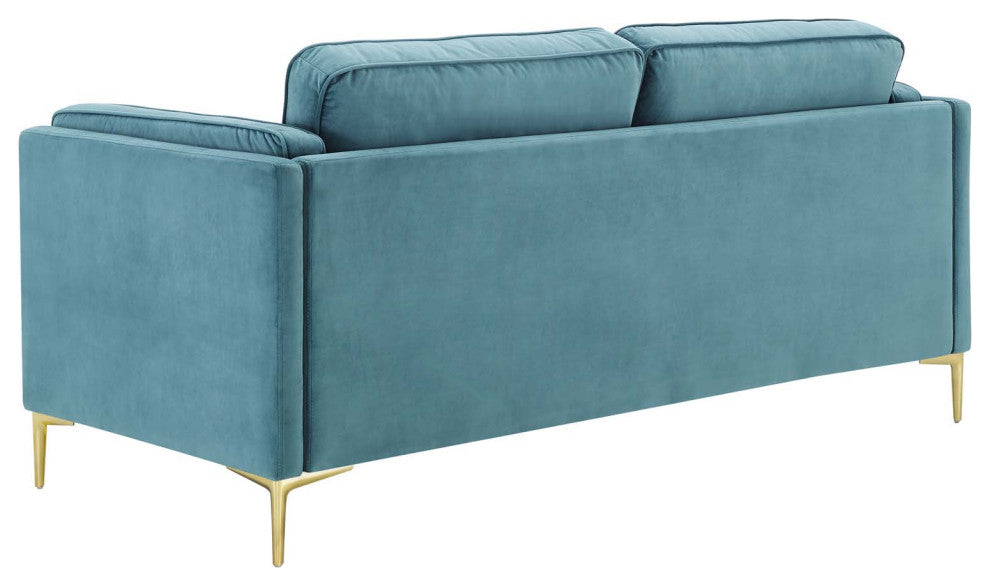 Sofa, Velvet, Blue, Modern, Living Lounge Room Hotel Lobby Hospitality