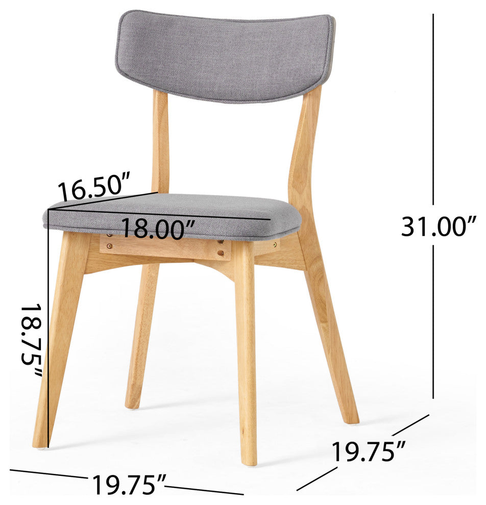 GDF Studio 5-Piece Antonio Mid Century Natural Oak Finished Dining Set, Dark Gray