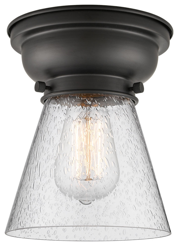 Small Cone 1-Light Flush Mount, Matte Black, Seedy
