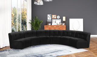 Limitless Velvet Upholstered 6-Piece Modular Sectional, Black