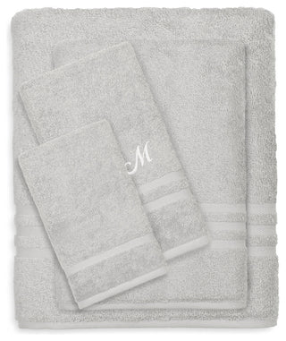 Denzi 4-Piece Towel Combination Set With Monogrammed Letter, M, Grey