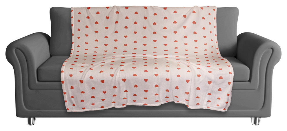 Tiny Hearts Pattern in Red and Pink Fleece Blanket