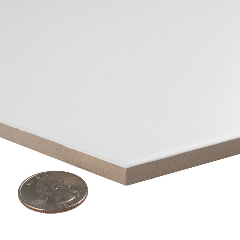 Textile Basic Grand Hex White Porcelain Floor and Wall Tile Sample