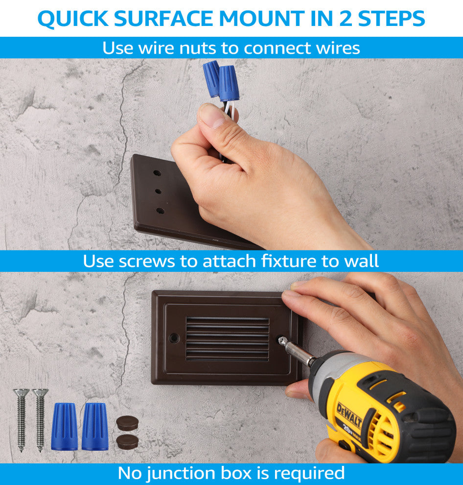 12-Pack Low Voltage Louvered Step Light, 3000K Warm White