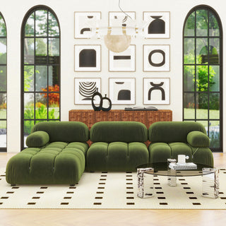 Marcel 109.5" Modular Sofa, Olive Green Performance Velvet
