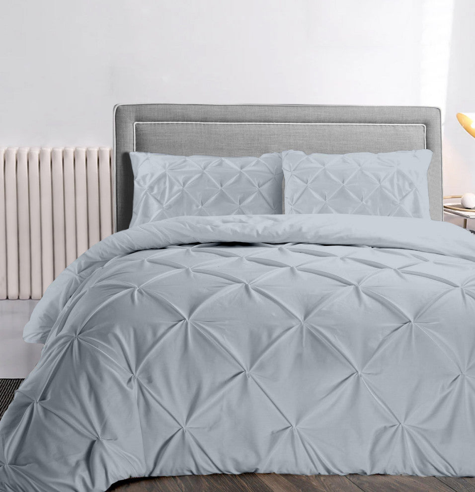Organic Cotton 300 TC GOTS Certified 8 Internal Ties Fair Trad Pintuck Duvet Set
