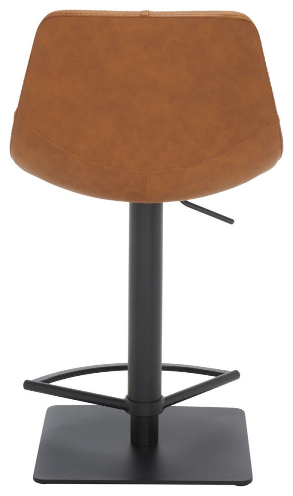 Safavieh Kynlee Gas Lift Bar Stool, Cognac/Black