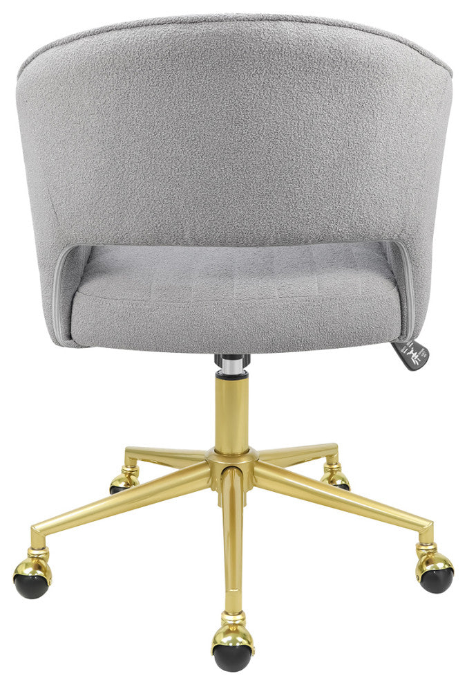 Caitlyn Swivel Vanity Chair with Adjustable Height, Gray Boucle