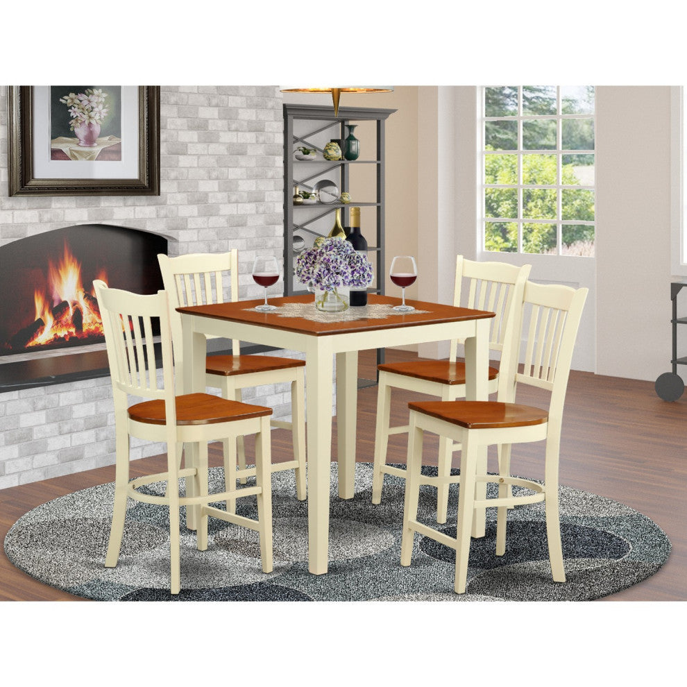 5 Pc Counter Height Table And Chair Set -Pub Table And 4 Counter Height Chairs