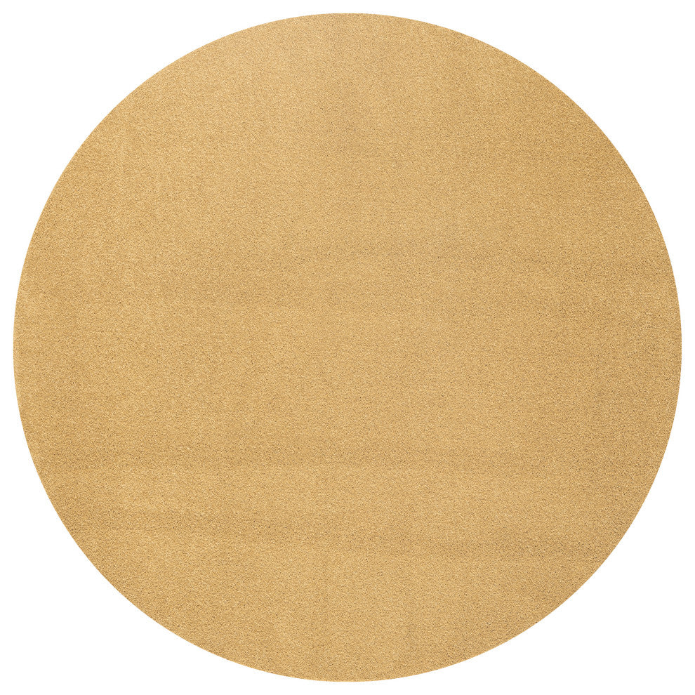 Haze Solid Low-Pile Runner Rug, Mustard, 5' Round