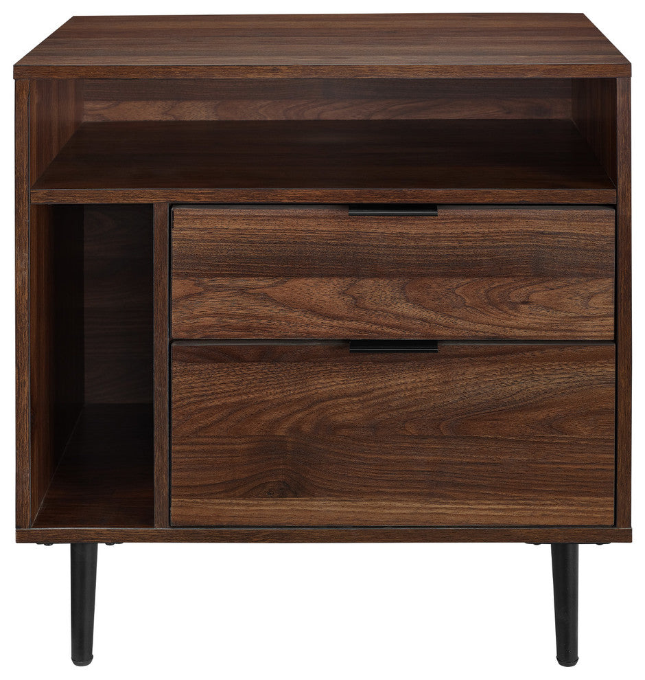 25" Modern Storage Side Table, Dark Walnut