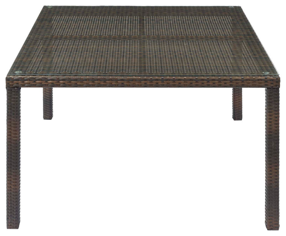 Side Dining Chair and Table Set, Rattan, Wicker, Brown Blue, Modern, Outdoor