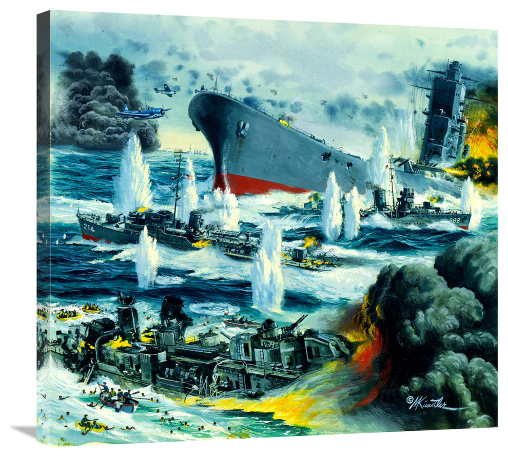 "Harm's Way: Sinking of the Yamato" Canvas Giclee by Mort Kunstler, 30"x28"
