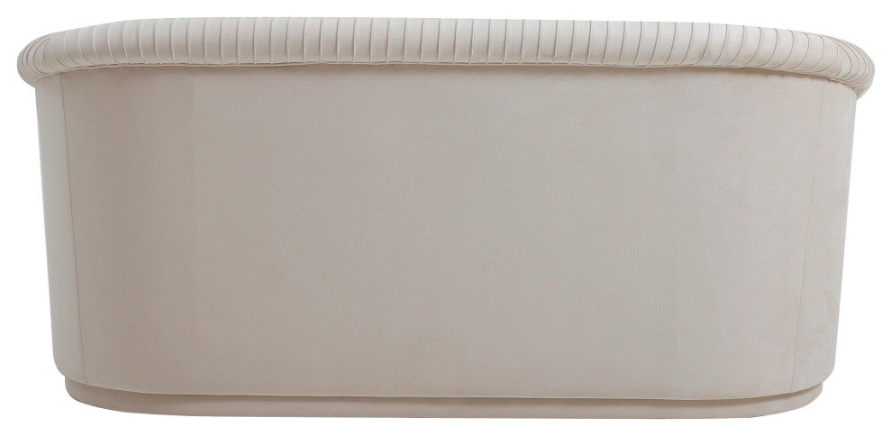 Yara Pleated Beige Velvet Loveseat