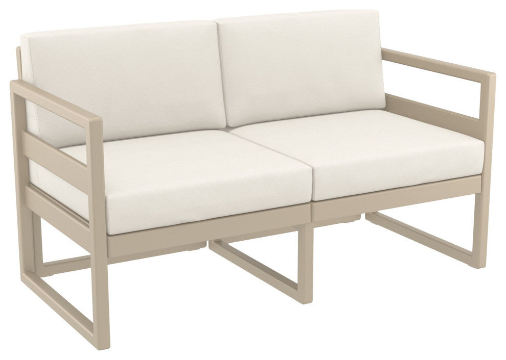 Mykonos Patio Loveseat Taupe With Acrylic Fabric Natural Cushion