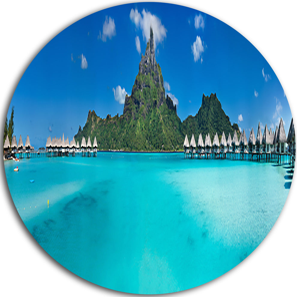 Bora Bora Panorama Beach, Seascape Round Wall Art, 11"