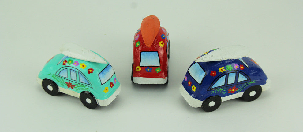 Colorful Wood Surfer Flower Power Beach Buggy Set of 3
