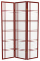 6' Tall Double Cross Shoji Screen, Rosewood, 3 Panels