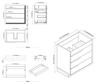 The Wilson Bathroom Vanity, White, 30", Single Sink, Freestanding