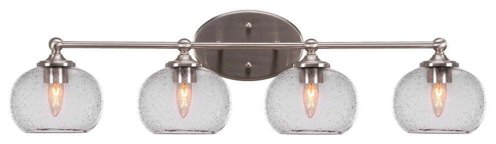 Capri 4-Light Bath Bar, Brushed Nickel/Clear Bubble