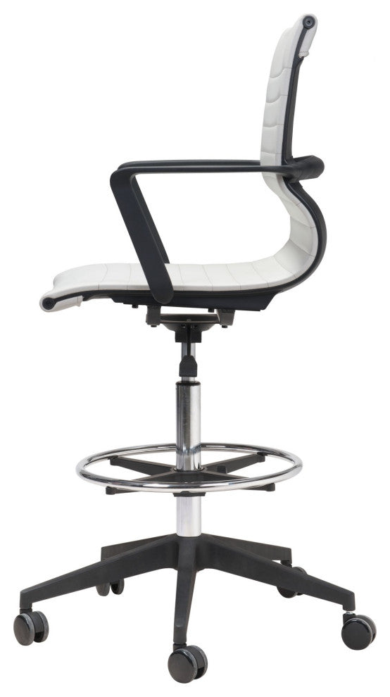 Computer Work Chair, Fabric, Steel, White, Black, Chrome, Home Business Office