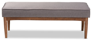 Marleen Mid-Century Modern Gray Fabric Wood Dining Bench